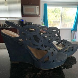 Dollhouse denim wedges